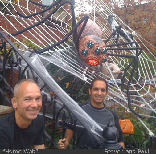 Steven and Paul with spider web